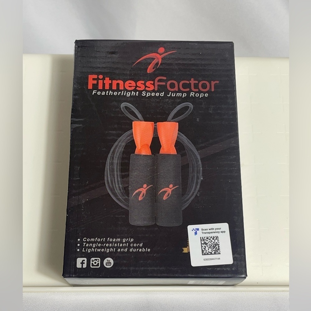 Fitness Factor Featherlight Speed Jump Rope - Black and Orange NIB